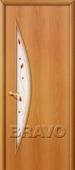 Дверь ламинированная 5П в цвете Л-12 (МиланОрех) остекленная. Челябинск