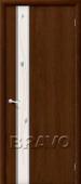 Дверь ламинированная 35Х/Серебро в цвете Л-10 (ИспанОрех) остекленная. Челябинск