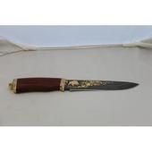 Охотничий нож Н2-Турция из дамасской стали, карельская береза, латунь в золоте. Челябинск